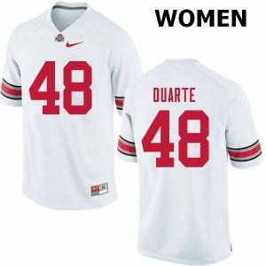 NCAA Ohio State Buckeyes Women's #48 Tate Duarte White Nike Football College Jersey GOV7145YY